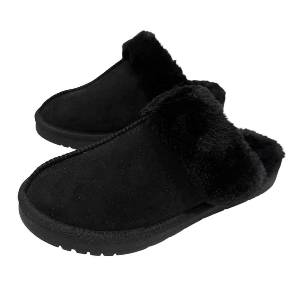 Baretraps TEEGAN Black Clog Slipper Black Faux Fur Lined Slip On SOFT Size 7?